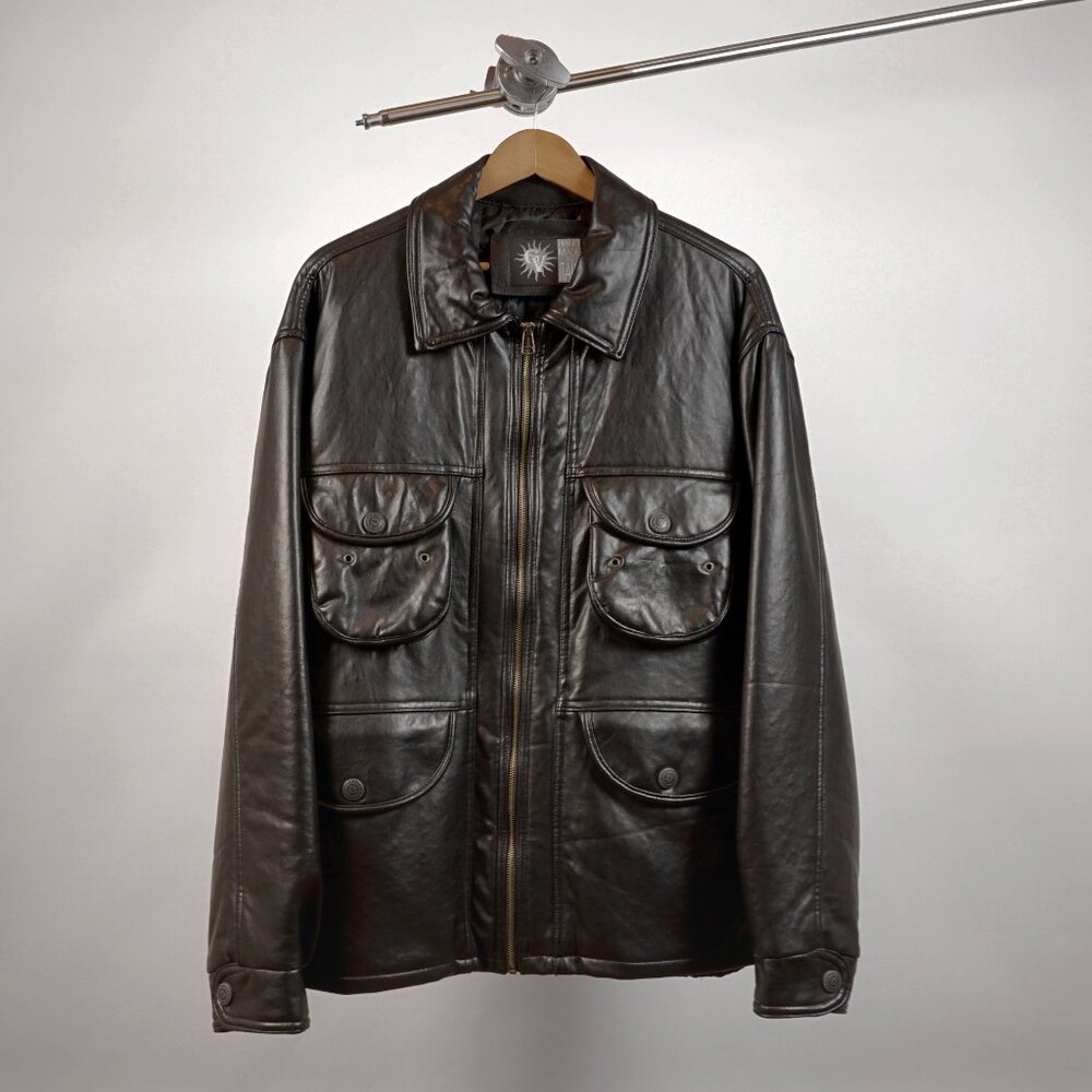 Emporio GIV Leather Zip-Up Jacket